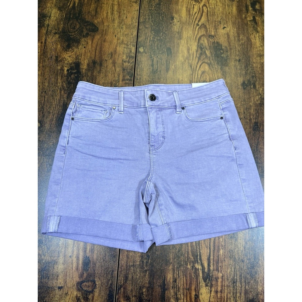 NWT Women's White House Black Market Purple‎ Mid Rise Denim Shorts Size 2